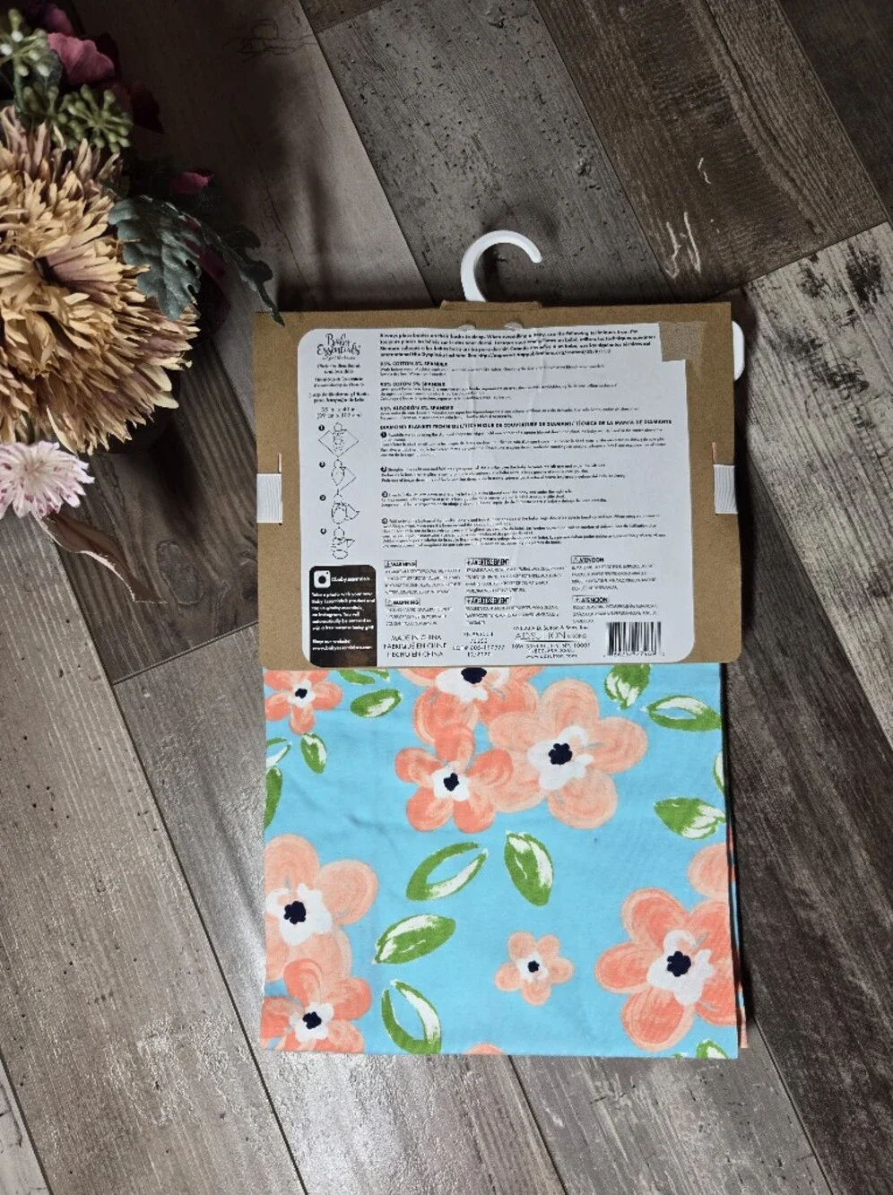 NWT Baby Essentials Floral Headwrap & Swaddle Set – Aqua, Peach, Green 2PC Set